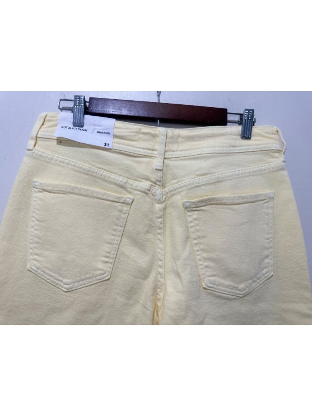 Just Black Denim Utility Wide Leg Jeans Womens 31 Pastel Yellow High Rise USA - Picture 14 of 15
